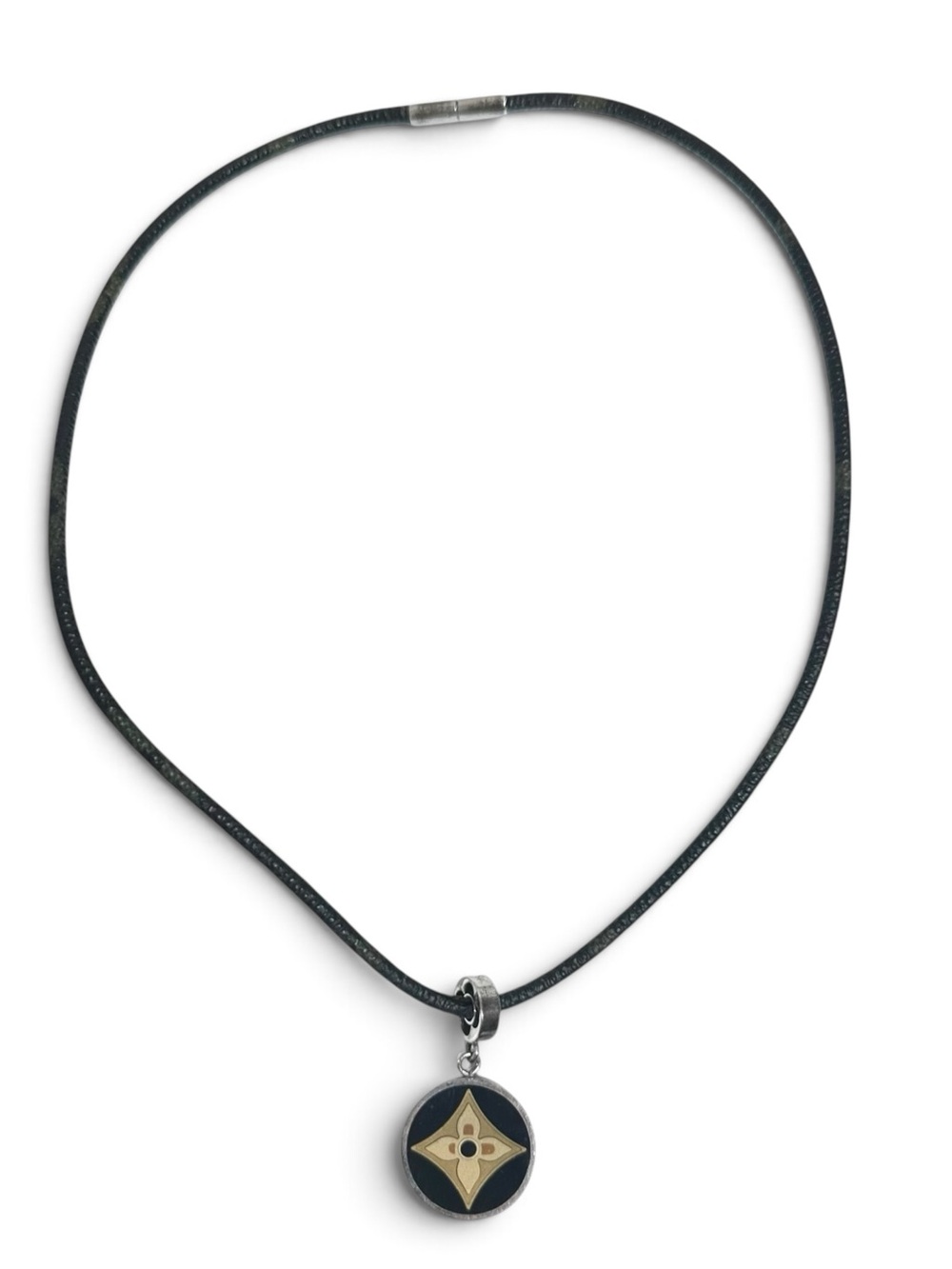 Louis Vuitton Monogram Canvas & Engraved 925 Flower Pendentif Fleur Necklace